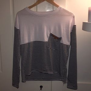 Black & White Striped Pocket Tee